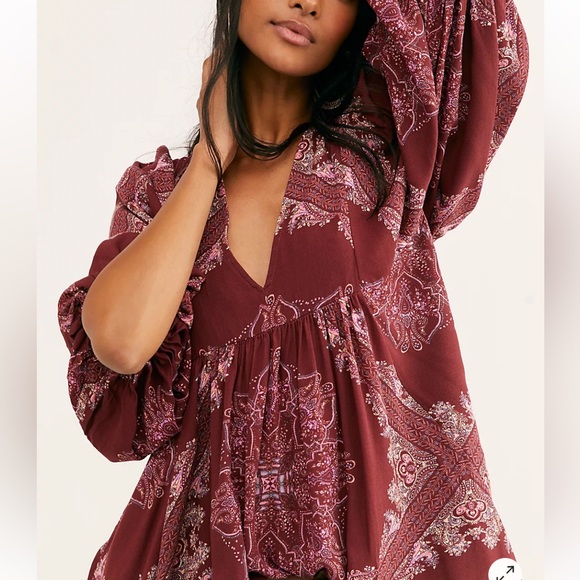 Free People Girl Talk peplum boho tunic. Size medium GUC - Picture 3 of 9